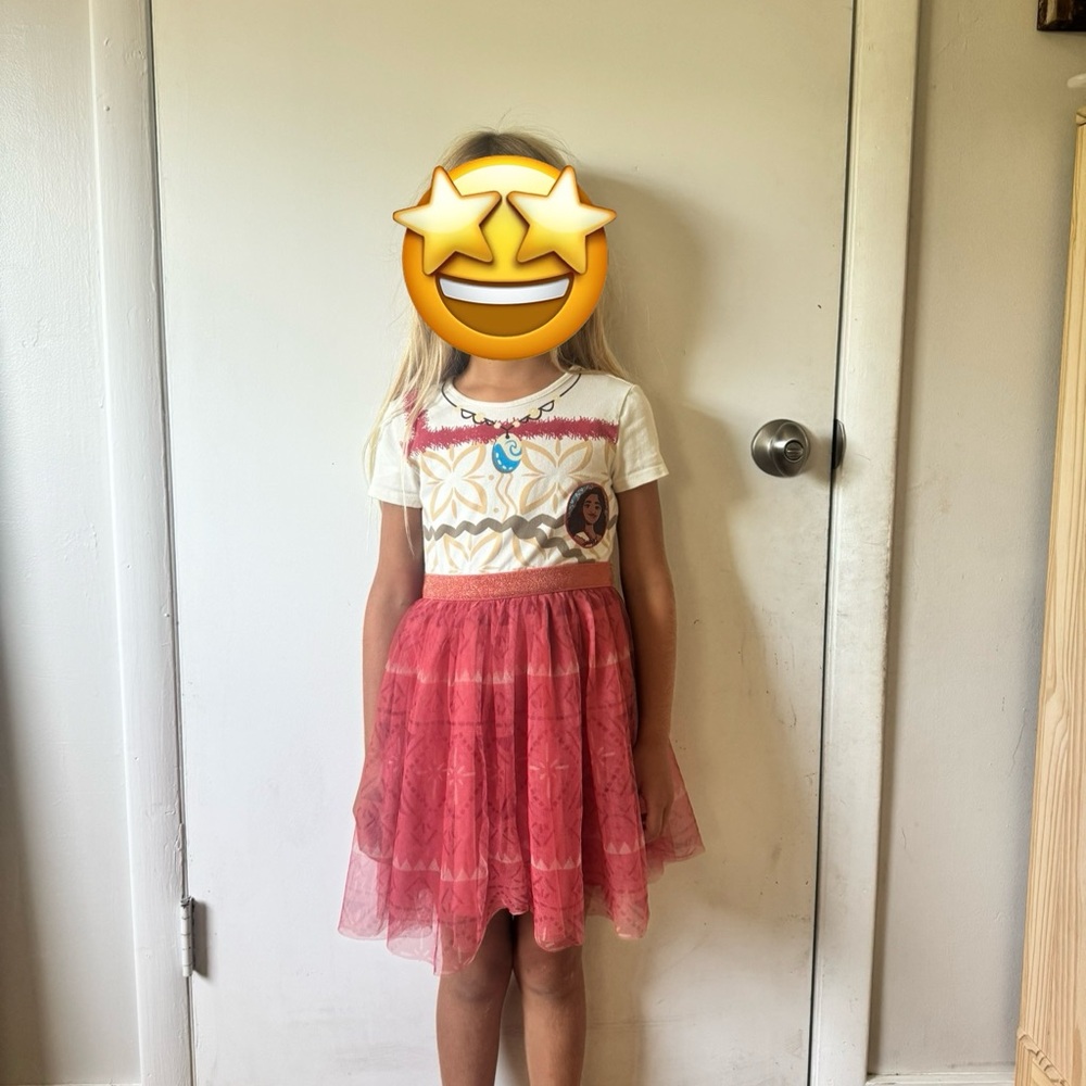 Disney Moana Dress in White and Pink
